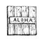 Wooden plank. Lettering phrase - Aloha. Wood texture, vector illustration. Graphic hand drawn painted illustration.