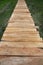 Wooden plank walkway leading straight into field