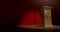 Wooden Podium On Curtained Stage