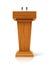 Wooden podium with microphone, speech stand