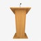 Wooden podium or pulpit with microphone