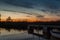 Wooden pontoon at sunset