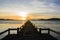 Wooden Pontoon At Sunset