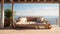 Wooden porch with couches and view of the ocean