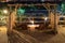 Wooden porch overlooking the Lubango lake and mountains. Night i