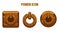 Wooden power icons of different shapes for the menu.