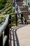 Wooden promenade along the sea coast situated on a cliff rock in Rincon de la Victoria, Costa del Sol, Andalusia, Spain