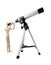 Wooden Puppet Observing with Telescope