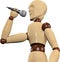 Wooden puppet singing