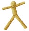 Wooden puppet with wide arms