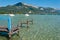 Wooden quay in Annecy lake, Savoy, France