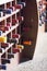 Wooden rack with wine bottles