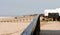 Wooden railing at the beach