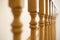 Wooden Railing of an luxury antique staircase, woodwork elements macro photograpy, retro design beautiful interior of a
