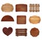 Wooden realistic elements collection.