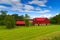 Wooden red cottage houses in Sweden