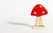 Wooden red and white spotted mushroom ornament