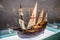 wooden replica model of nau portuguesa in world of discoveries