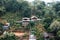 Wooden resort homestay on hill in tropical rainforest on rural village at countryside