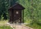 Wooden restroom in forest