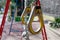 wooden rings on a chain for athletes on the playground