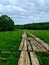 Wooden road in the outback of russia