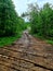 Wooden road in the outback of russia