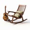 Wooden Rocking Chair And Guitar On White Background