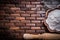 Wooden rolling-pin bowl with flower egg whisk and sieve