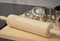 Wooden Rolling Pin, Measuring Cup and Cake Mold