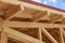 Wooden roof structure. Glued laminated timber roof.