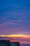 Wooden roofs and Cornish sunset sky