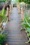 Wooden rope jungle bridge