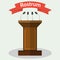 Wooden Rostrum Flat Style Vector Illustration