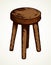 Wooden round stool. Vector drawing