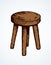 Wooden round stool. Vector drawing