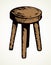 Wooden round stool. Vector drawing