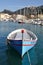 Wooden row boat in Cassis harbor
