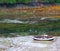 Wooden rowboat in the slough