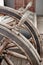 Wooden rudder detail on a yatch vessel. Navigation equipment