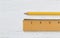 Wooden Ruler with Metal Edge and pencil