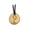 Wooden rune necklace on rope. Magic symbol on pendant. Divination theme. Flat vector design