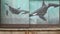 Wooden rusty warehouse doors with orcas painting in Vancouver