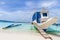 Wooden sail boat, boracay island, tropical summer