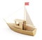 Wooden sailboat. 3d illustration.