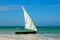 Wooden sailboat on the beach