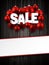 Wooden sale background with balls.
