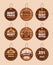 Wooden sale discount vector vintage badges, banners, stickers, labels set