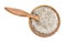 wooden salt cellar with spoon with seasoned salt