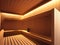 wooden sauna interior with furniture, AI generated